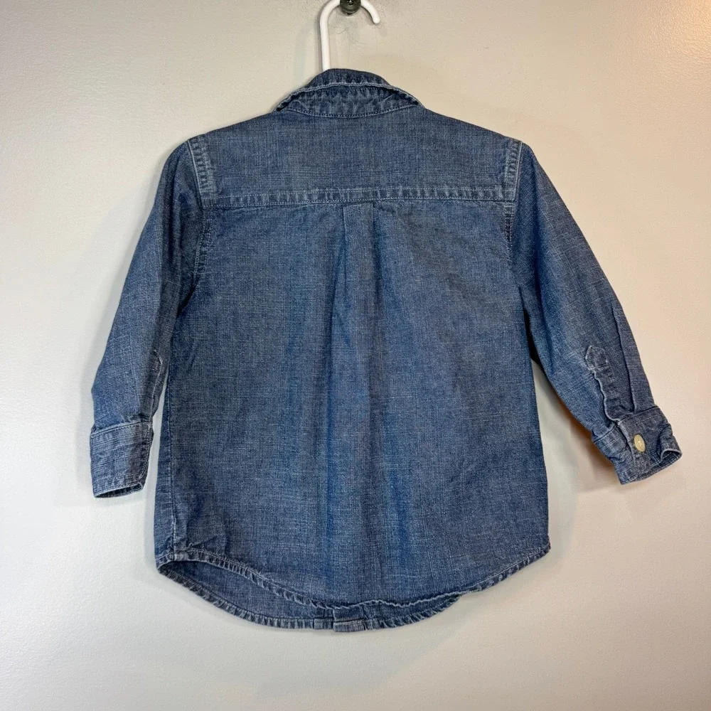 Crazy 8‎ Blue Chambray Button Down Shirt Boys 18-24 Mon Long Sleeve Denim Spring